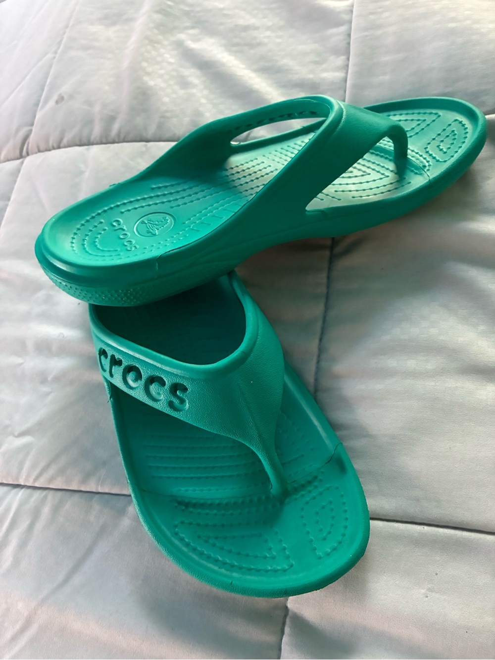 Crocs Kids' Teal Thong Sandals - Lightweight Everyday Flip-Flops